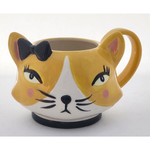 MUG-HOME ESSENTIALS-Yellow Lady Cat Face-Novelty-Collectible-Animal - Picture 1 of 8